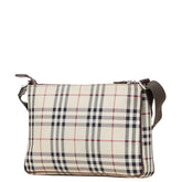 バーバリー ノバチェック ショルダーバッグ ベージュ ブラウン キャンバス レザー レディース BURBERRY 【中古】
